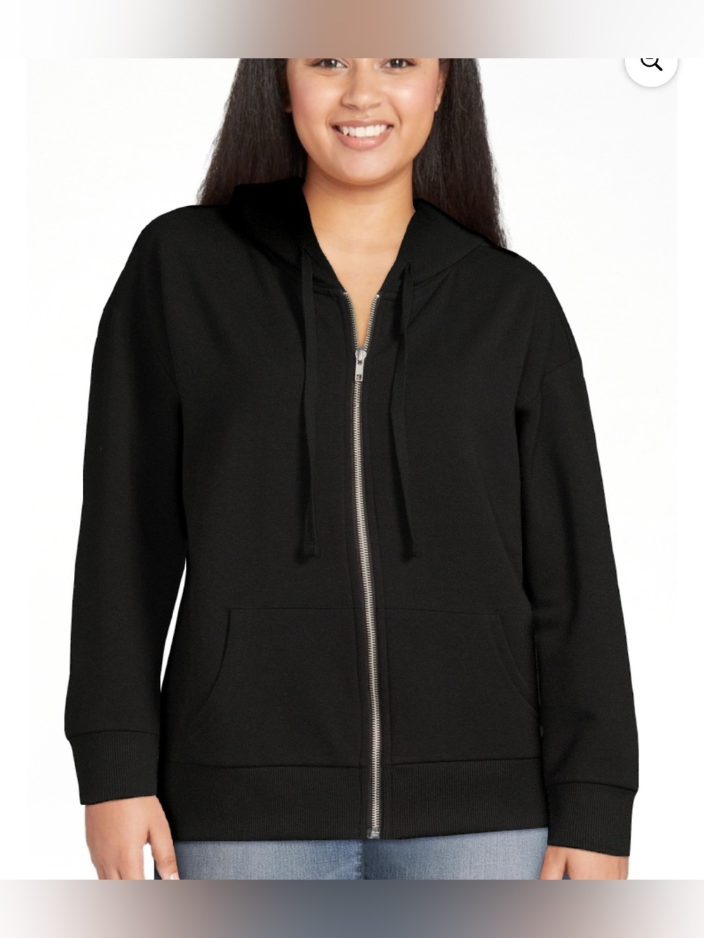 Time and Tru Black Full-Zip Hooded Sweatshirt